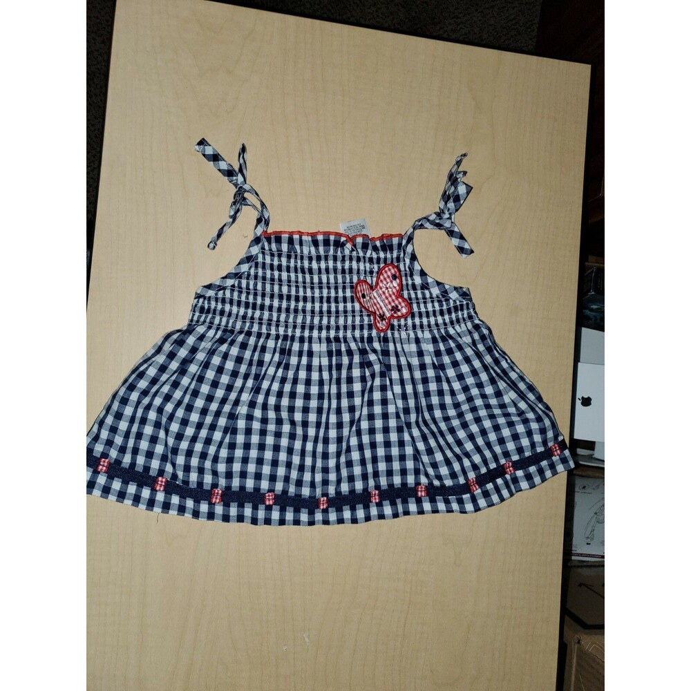 Girl's 18 month Wonderkids blue white plaid dress top butterfly